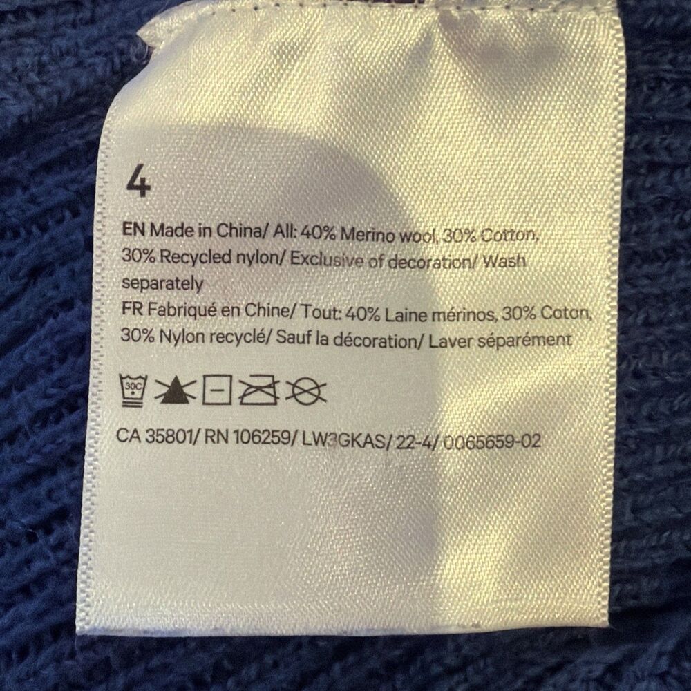 Lululemon Merino Wool-Blend Ribbed Crewneck Sweater Psychic Blue Women's Size 4 - Picture 5 of 5
